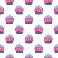 Tasty cake ,seamless pattern on white background. vector