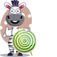 Zebra with target, illustration, vector on white background.