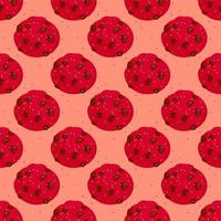 Cookies pattern, seamless pattern on red background. vector