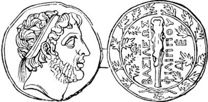 Coin of Philip V, vintage illustration. vector