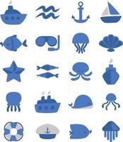 Sea life, illustration, vector on a white background.