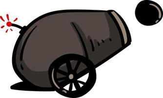 Cannon shooting, illustration, vector on white background