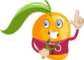 Mango with sling shot, illustration, vector on white background.