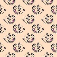 Happy hippo, seamless pattern on pastel background. vector