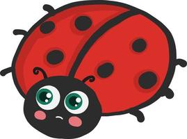 Sad ladybug , illustration, vector on white background