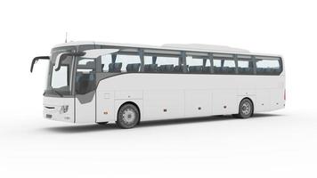 Autobús urbano 3d con superficie en blanco para su diseño creativo, ilustración 3d de maqueta de autocar, renderizado 3d de autocar aislado en blanco foto
