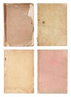 set of old book pages isolated on white background photo