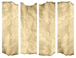 High resolution old paper burnt background isolated on white. It is a group of vertical banners photo