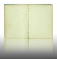 Old book open on reflect floor and white background with clipping path photo
