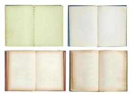 set of Old book open isolated on white background photo