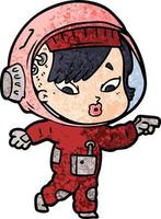 personaje de astronauta vectorial en estilo de dibujos animados vector