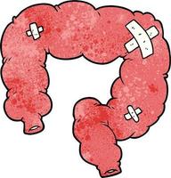 Retro grunge texture cartoon cute colon organ vector