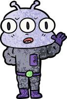 personaje alienígena vectorial en estilo de dibujos animados vector