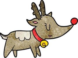 Retro grunge texture cartoon christmas reindeer vector