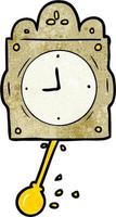 Retro grunge texture cartoon clock ticking vector