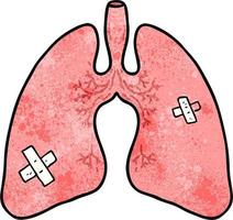 pulmones de dibujos animados de textura grunge retro vector