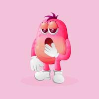 Cute pink monster with bored expression vector