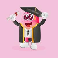 Cute pink monster just graduated vector