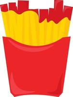French fries, illustration, vector on white background.