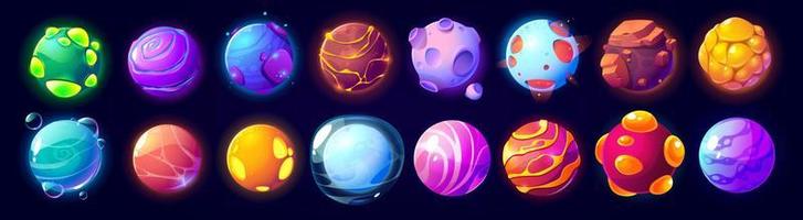 Fantasy alien planets for ui space game vector