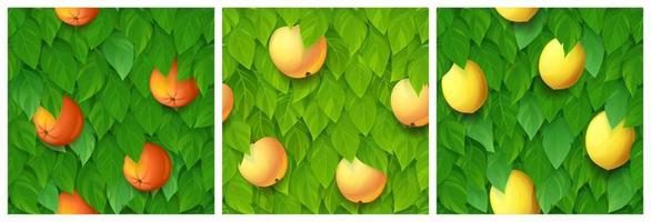 Textures of orange, lemon and apple tree vector