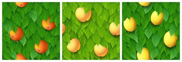 Textures of orange, lemon and apple tree vector