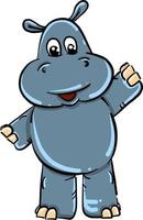 Happy hippo , illustration, vector on white background