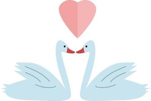 Swans in love, vector or color illustration.