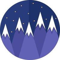 Five mountain tops at night, illustration, vector on white background.