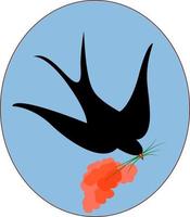 Black swallow bird, illustration, vector on white background.