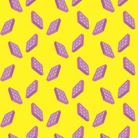 Violet waffles,seamless pattern on yellow background. vector