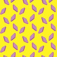 Violet waffles,seamless pattern on yellow background. vector