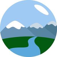 River in the mountains, illustration, vector on a white background.