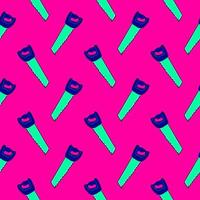 Hand saw, seamless pattern on pink background. vector