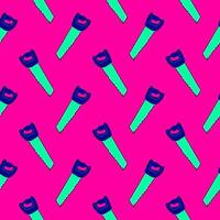 Hand saw, seamless pattern on pink background. vector