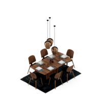 conjunto de mesa isométrica perspectiva 3d render png