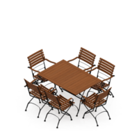 renderização 3d de perspectiva de conjunto de mesa isométrica png