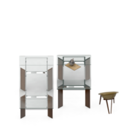 renderização 3d de perspectiva de conjunto de mesa isométrica png