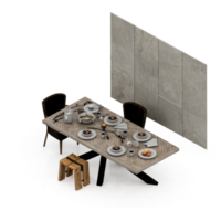 conjunto de mesa isométrica perspectiva 3d render png