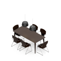 renderização 3d de perspectiva de conjunto de mesa isométrica png