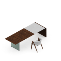 rendu 3d de la perspective de l'ensemble de table isométrique png