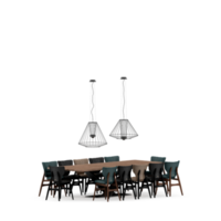 conjunto de mesa isométrica render 3d frontal png