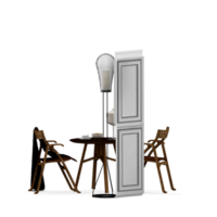 conjunto de mesa isométrica render 3d frontal png