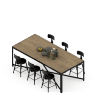 Isometric Table set Perspective 3D render png