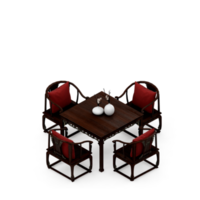 renderização 3d de perspectiva de conjunto de mesa isométrica png