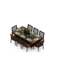 conjunto de mesa isométrica perspectiva 3d render png