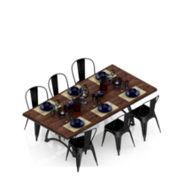 Isometric Table set Perspective 3D render png