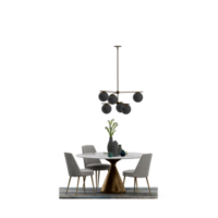 conjunto de mesa isométrica render 3d frontal png