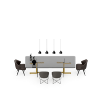 renderização 3d de perspectiva de conjunto de mesa isométrica png