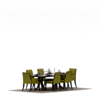 conjunto de mesa isométrica render 3d frontal png